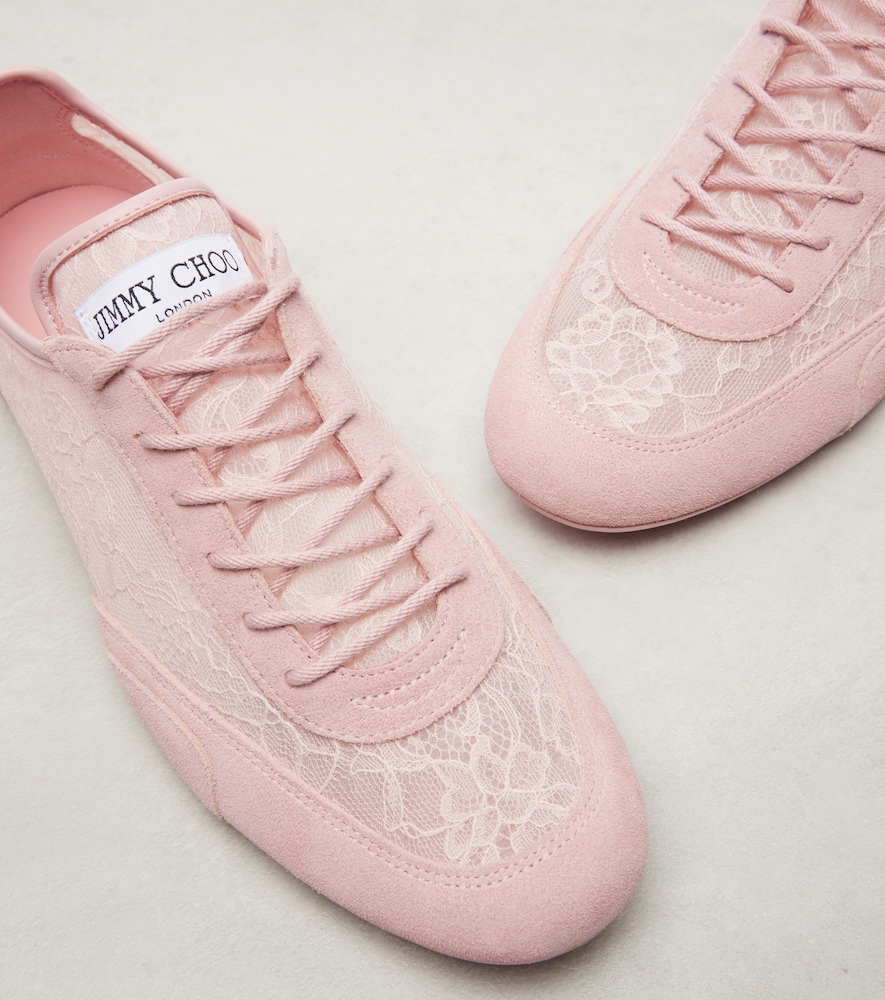  Jimmy Choo Jimmy Choo Sunny Suede-trimmed Lace Sneakers 