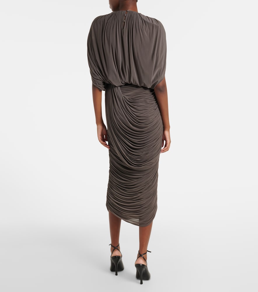 Draped Jersey Midi Skirt