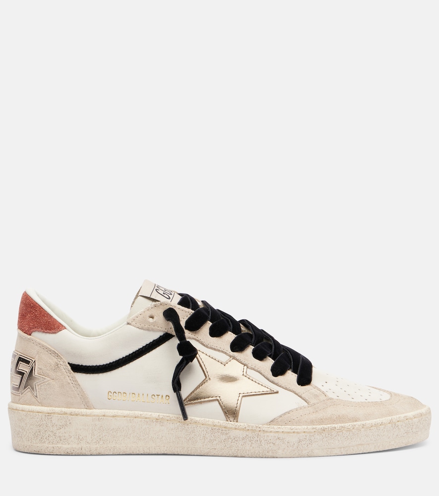 Golden Goose Ball Star Leather Upper Suede Toe And Spur Laminated Star Waxed Suede Heel Sneakers White
