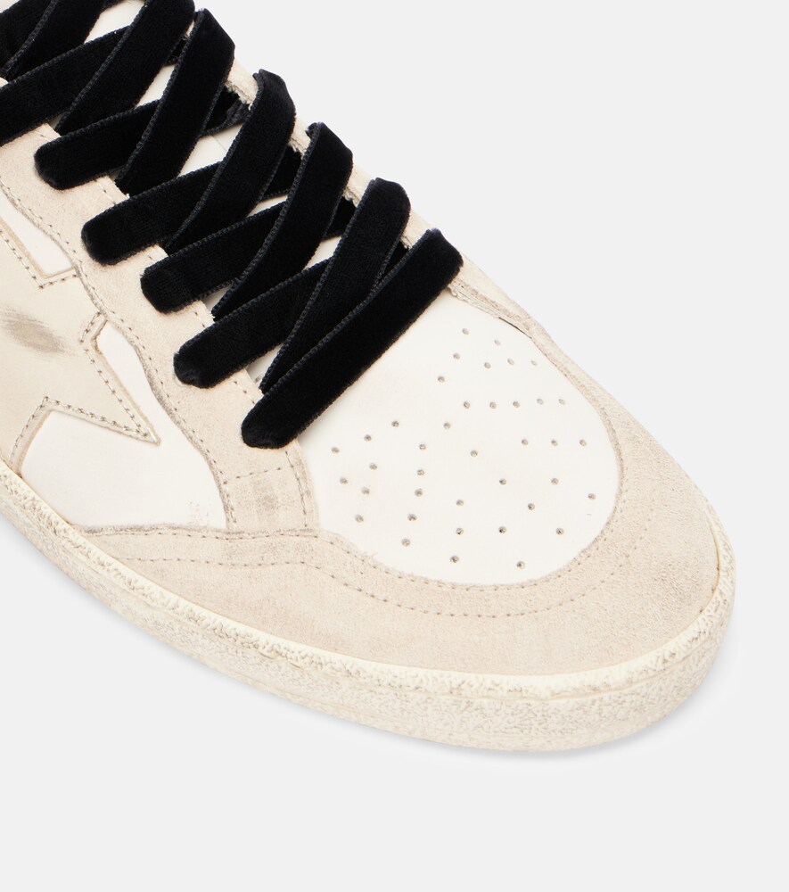 Golden Goose Ball Star Leather Upper Suede Toe And Spur Laminated Star Waxed Suede Heel Sneakers White