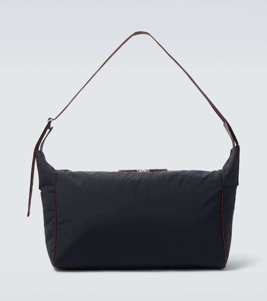 The Row Men's Blue Logan E/W Leather-Trimmed Crossbody Bag - Mytheresa