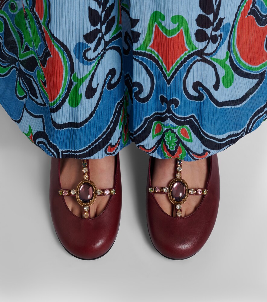 Etro Embellished leather slingback flats