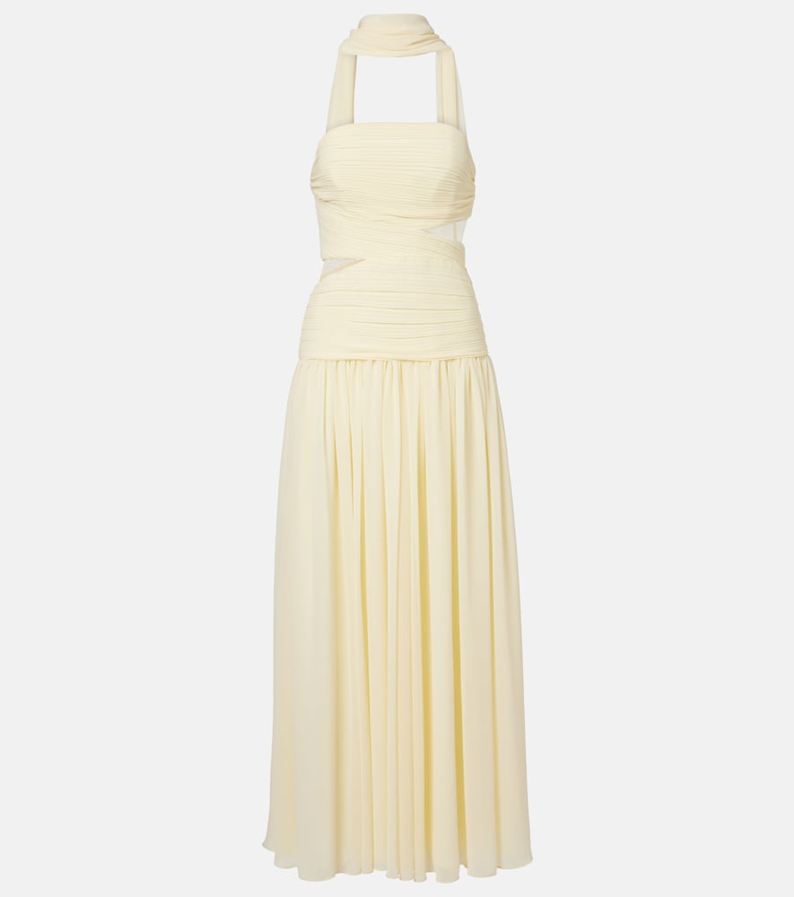 Self-Portrait Women's Yellow Scarf-Detail Georgette Maxi Dress UK Size 12 - Mytheresa