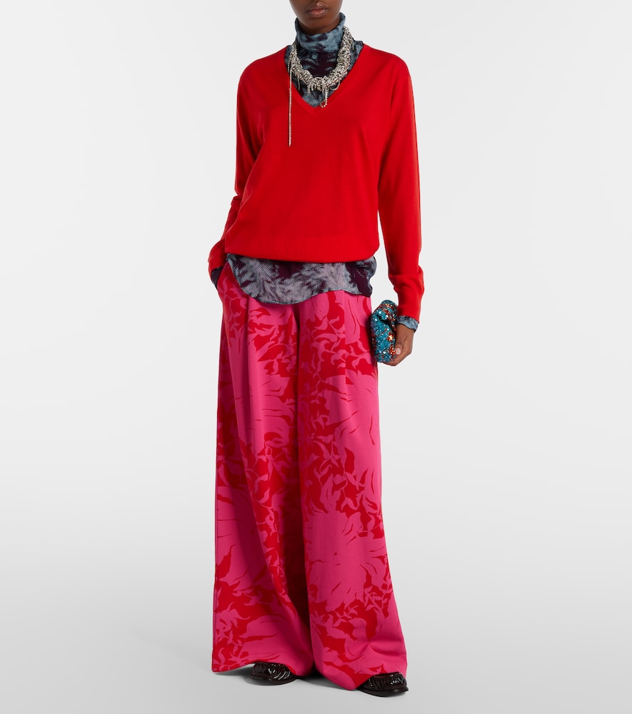 Dries Van Noten Floral pleated cotton jersey sweatpants