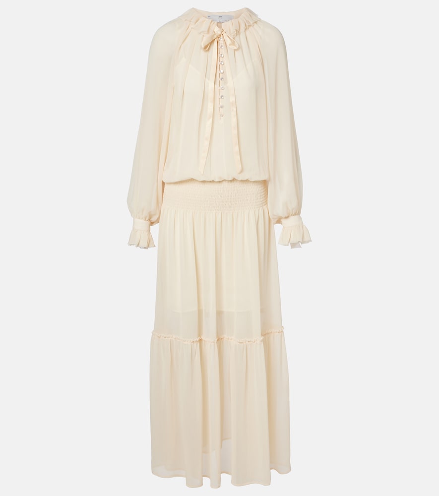 Xu Zhi Shirred tie-neck maxi dress