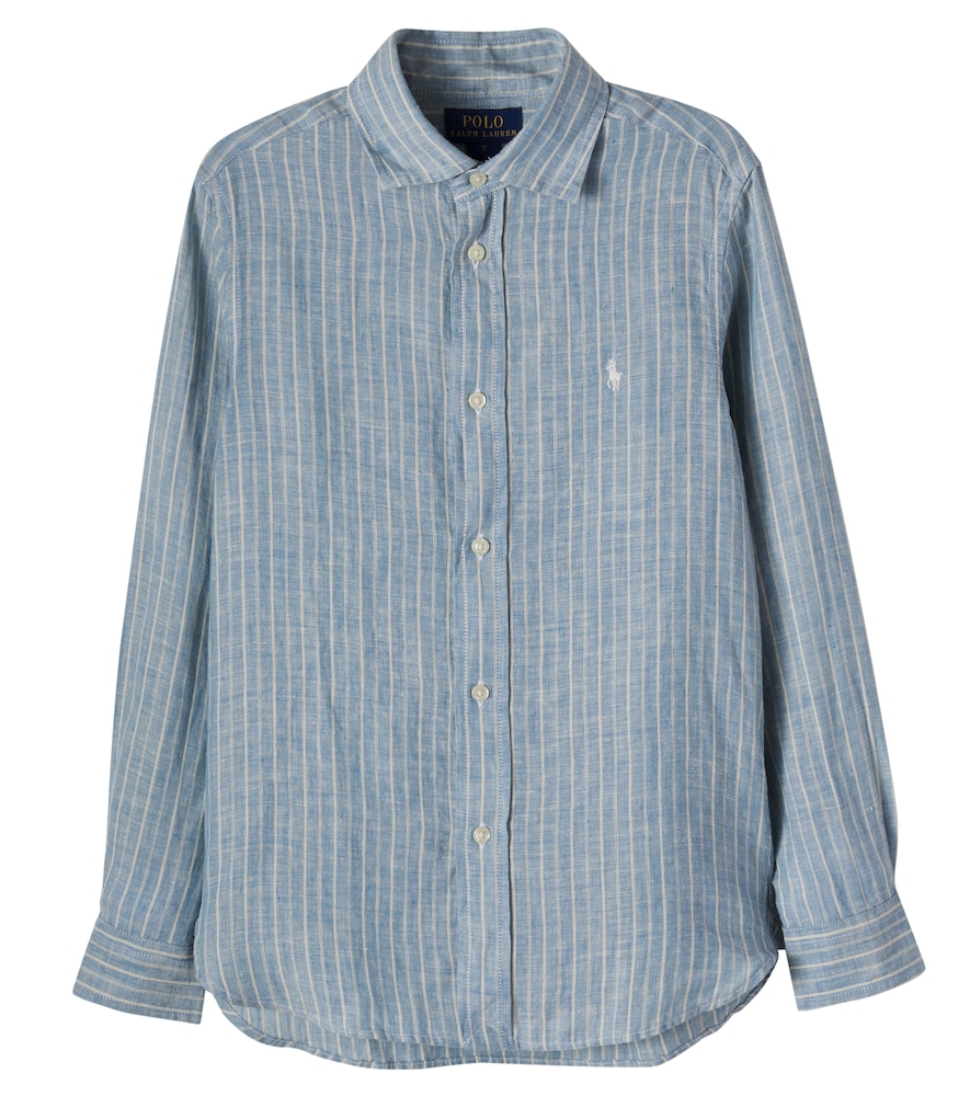 Polo Ralph Lauren Kids Blue Striped Linen Shirt Y Size 10-12