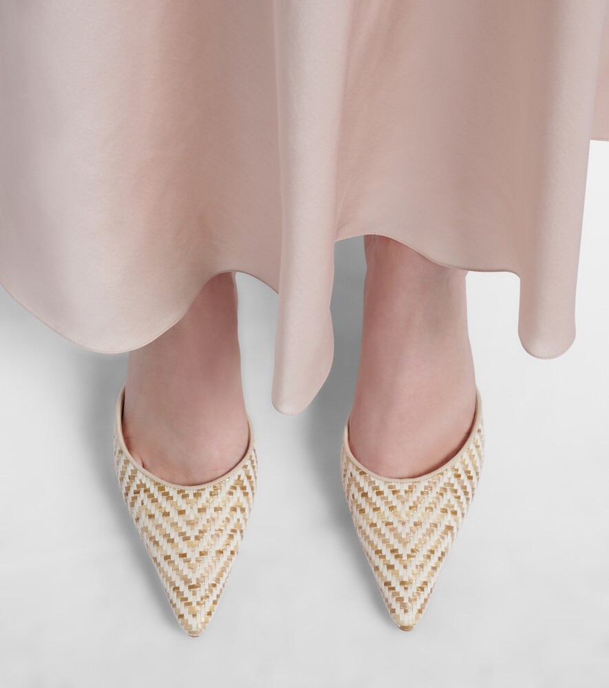 Manolo Blahnik Carolyne leather-trimmed woven mules