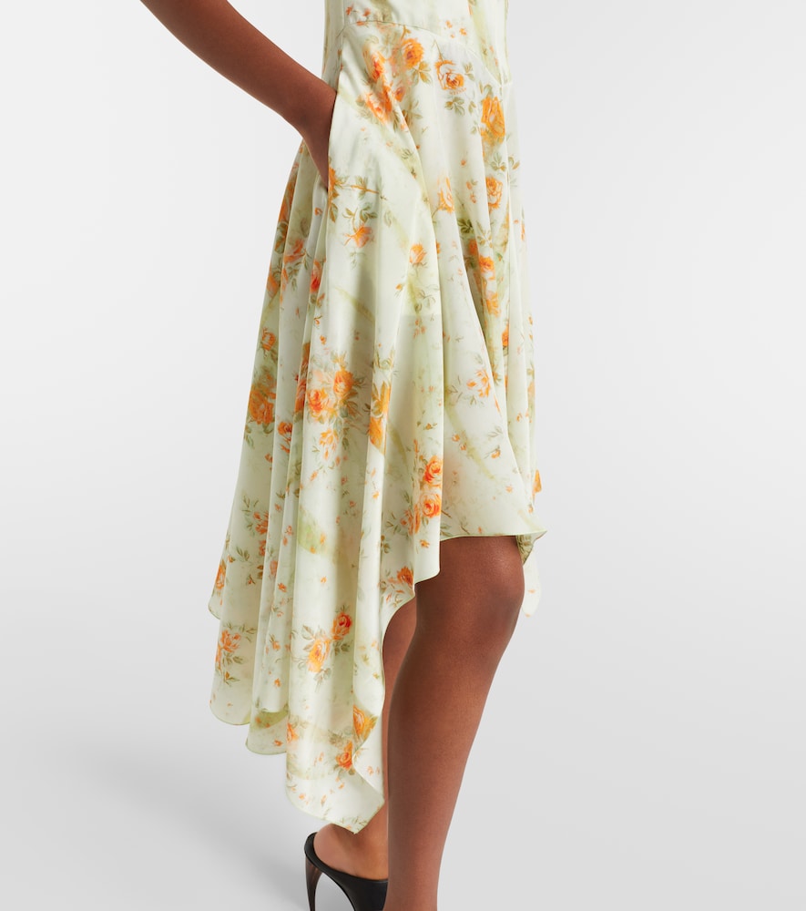  Mcqueen Mcqueen Floral Asymmetric Midi Dress 