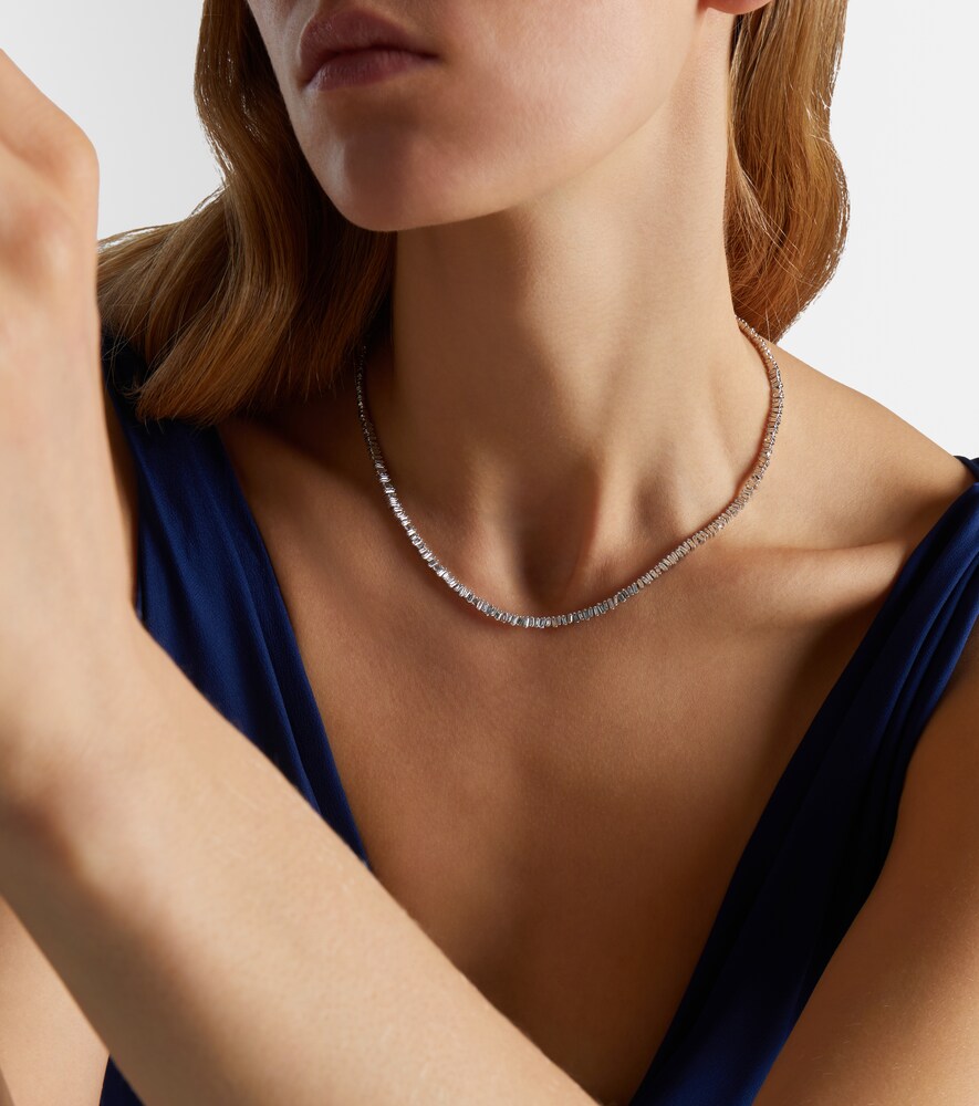 Suzanne Kalan Mini 18kt white gold tennis necklace with diamonds
