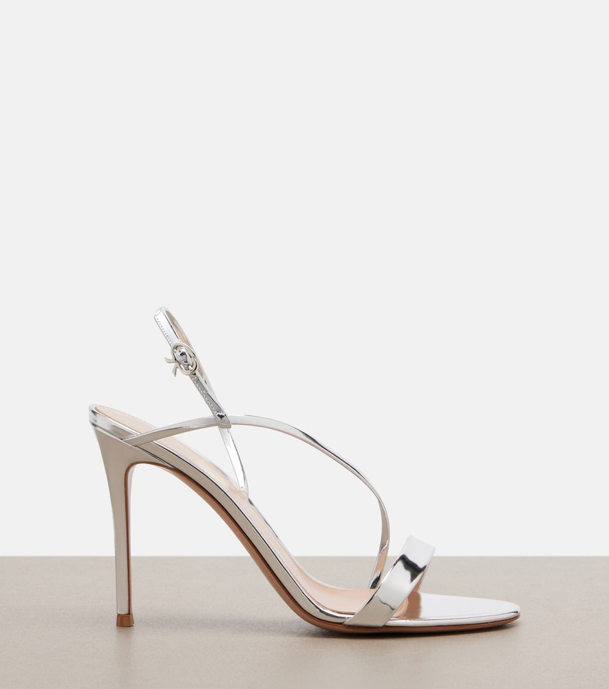  Gianvito Rossi Gianvito Rossi Manhattan Mirrored Leather Sandals 