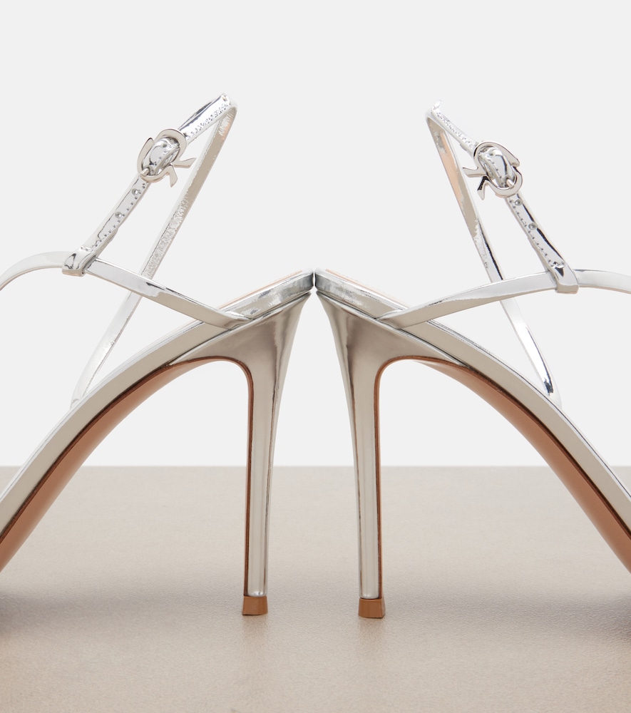  Gianvito Rossi Gianvito Rossi Manhattan Mirrored Leather Sandals 