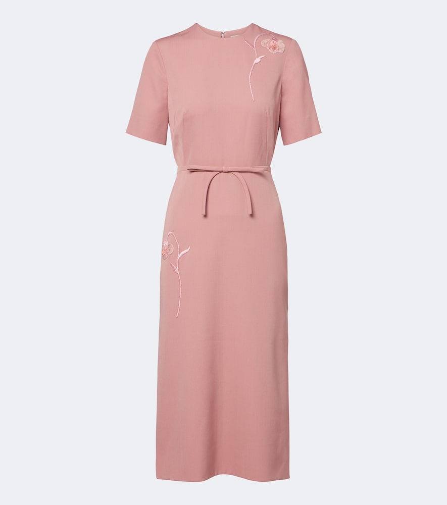 Besticktes Midikleid aus Twill