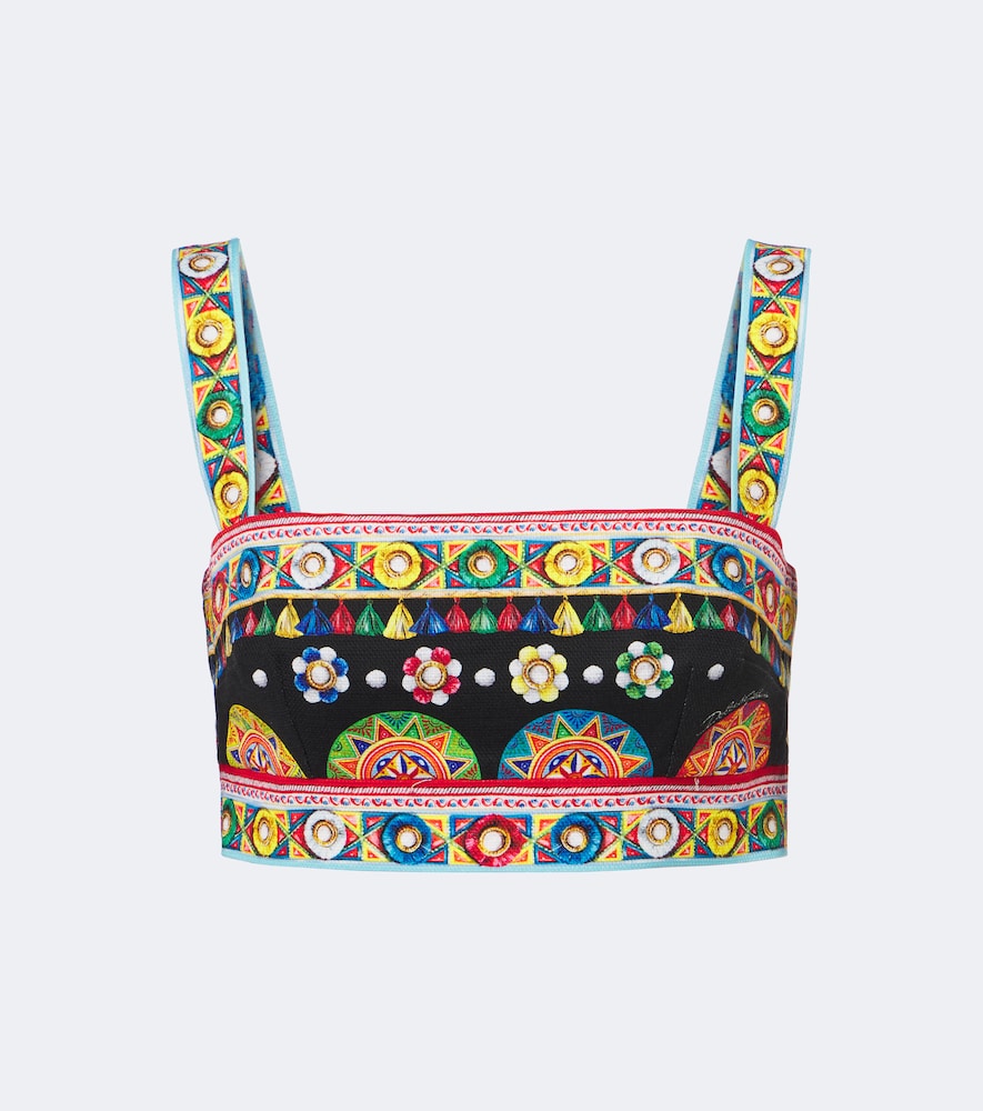 Dolce & Gabbana Carretto Cotton Bra Top In Multicolor