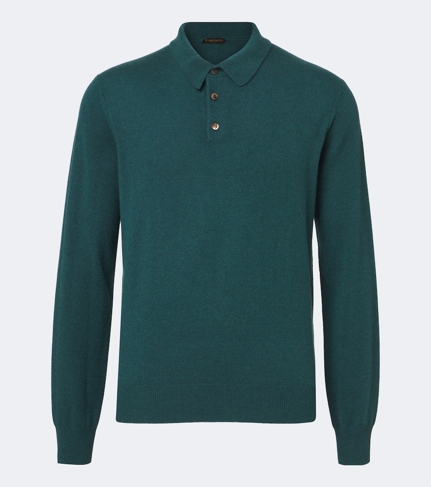 Rubinacci Cashmere Polo Sweater In Green