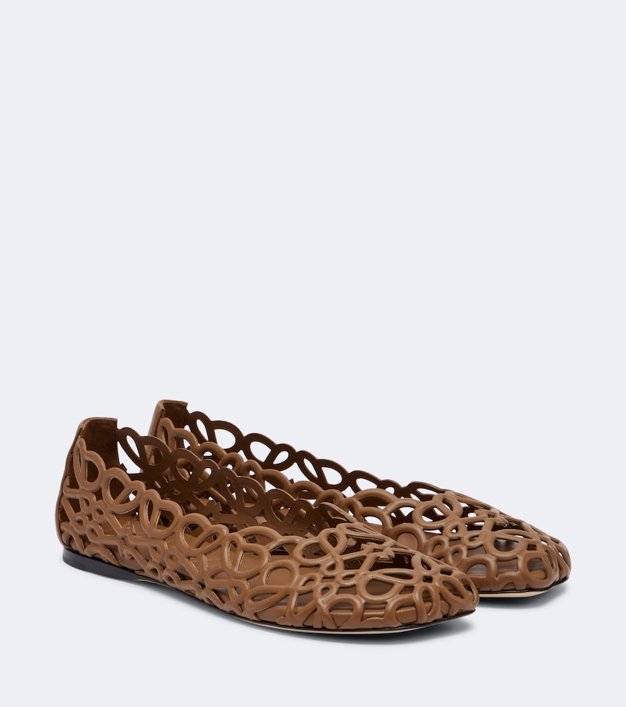 Loewe Petal Anagram leather ballet flats - Women's Shoes