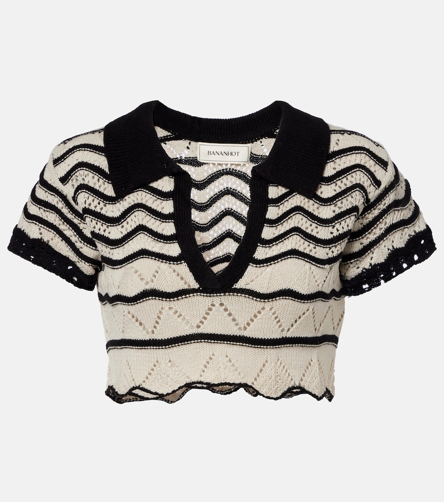 Top cropped Coco in misto cotone traforato