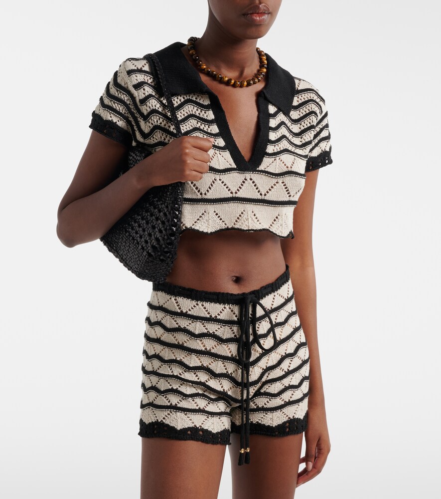 Bananhot Coco open-knit cotton-blend crop top