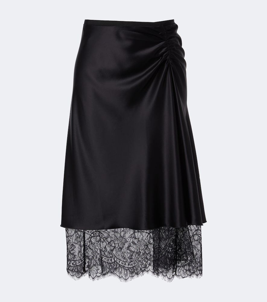 Gonna midi Ingrid in satin con pizzo