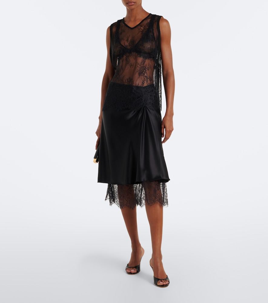 SIR Ingrid lace-trimmed satin midi skirt | Thumbnail 2