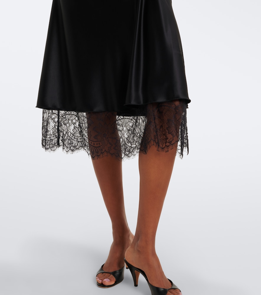 SIR Ingrid lace-trimmed satin midi skirt | Thumbnail 3