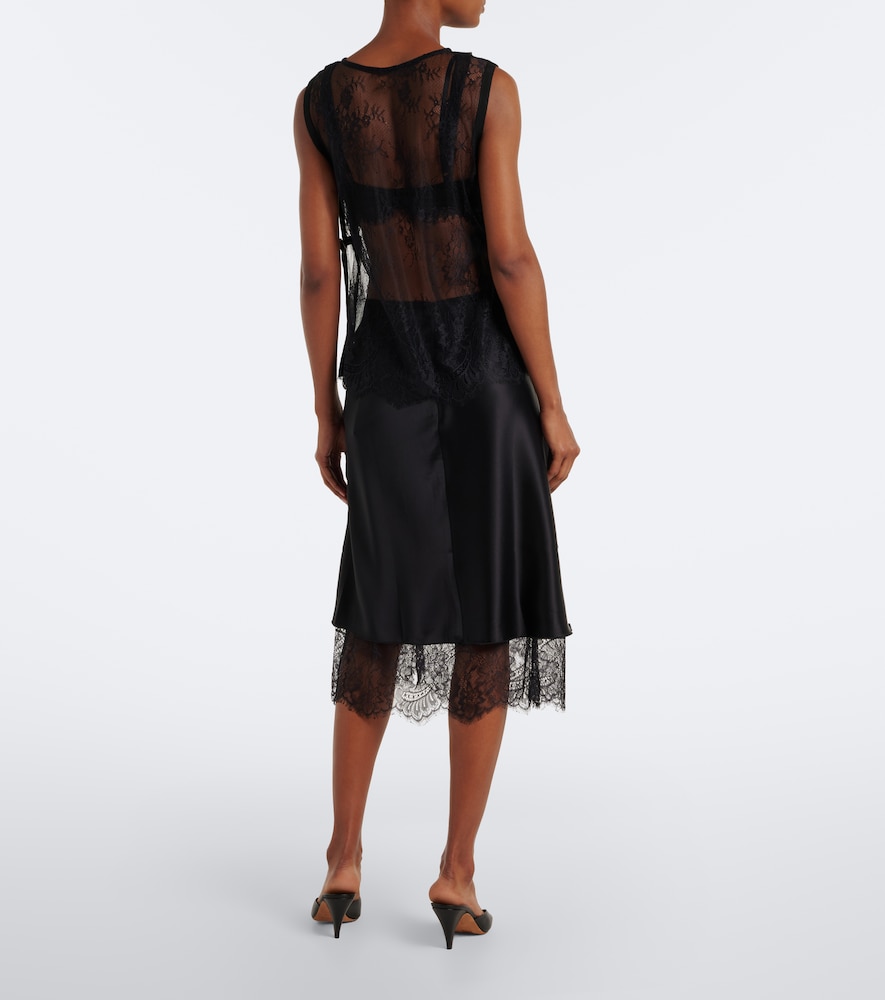 SIR Ingrid lace-trimmed satin midi skirt | Thumbnail 5