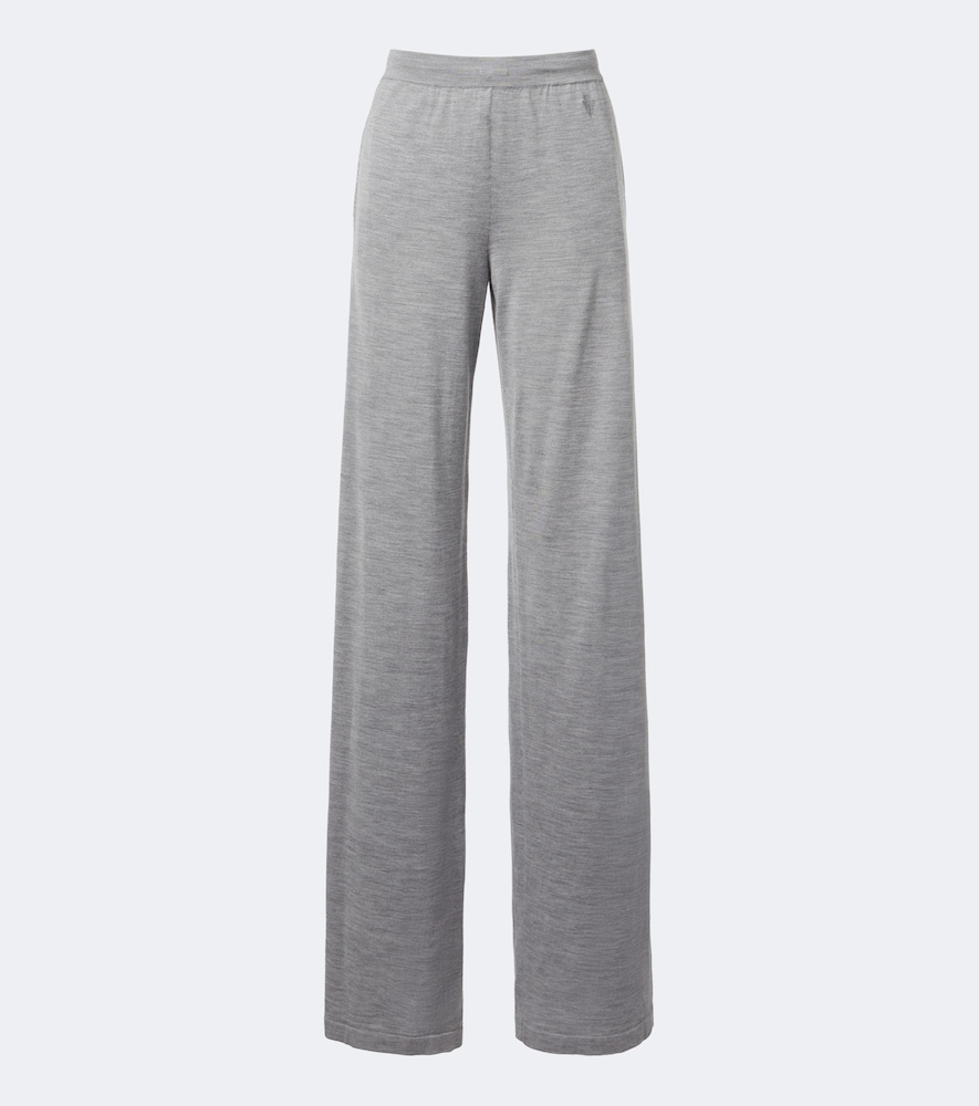 Pantaloni a gamba larga in lana e seta