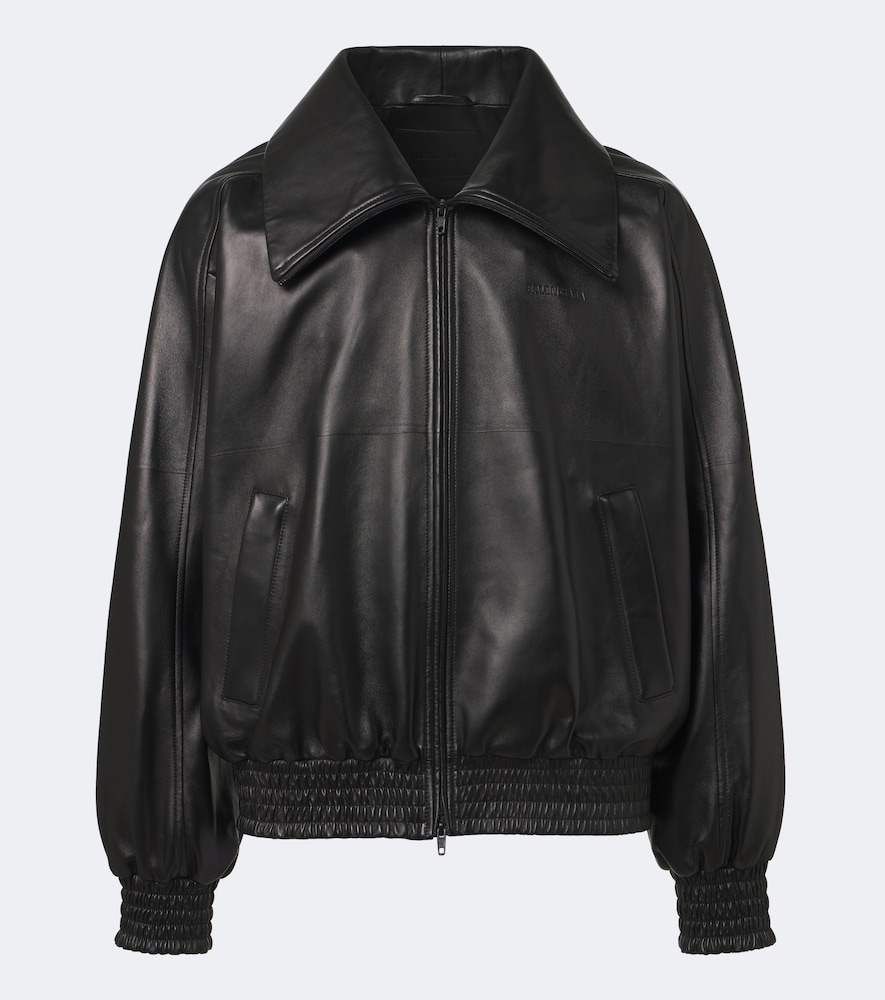 Bomber in pelle con logo