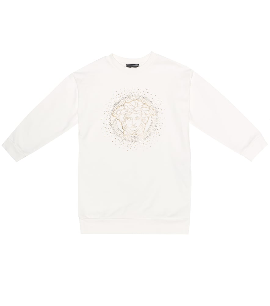 Click to view more detailed imagery on our partner's website Versace Kids' Embellished Medusa Sweater Dress In White