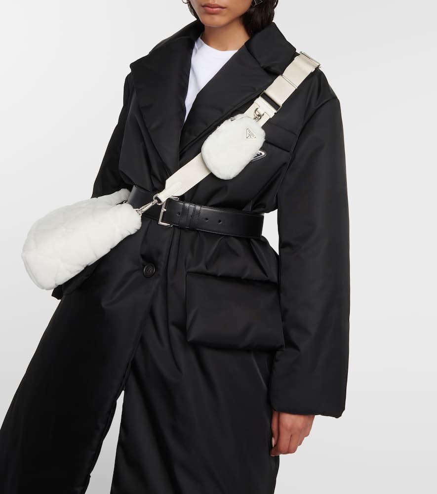 Prada Re-edition 2000 Quilted Shearling Shoulder Bag In White