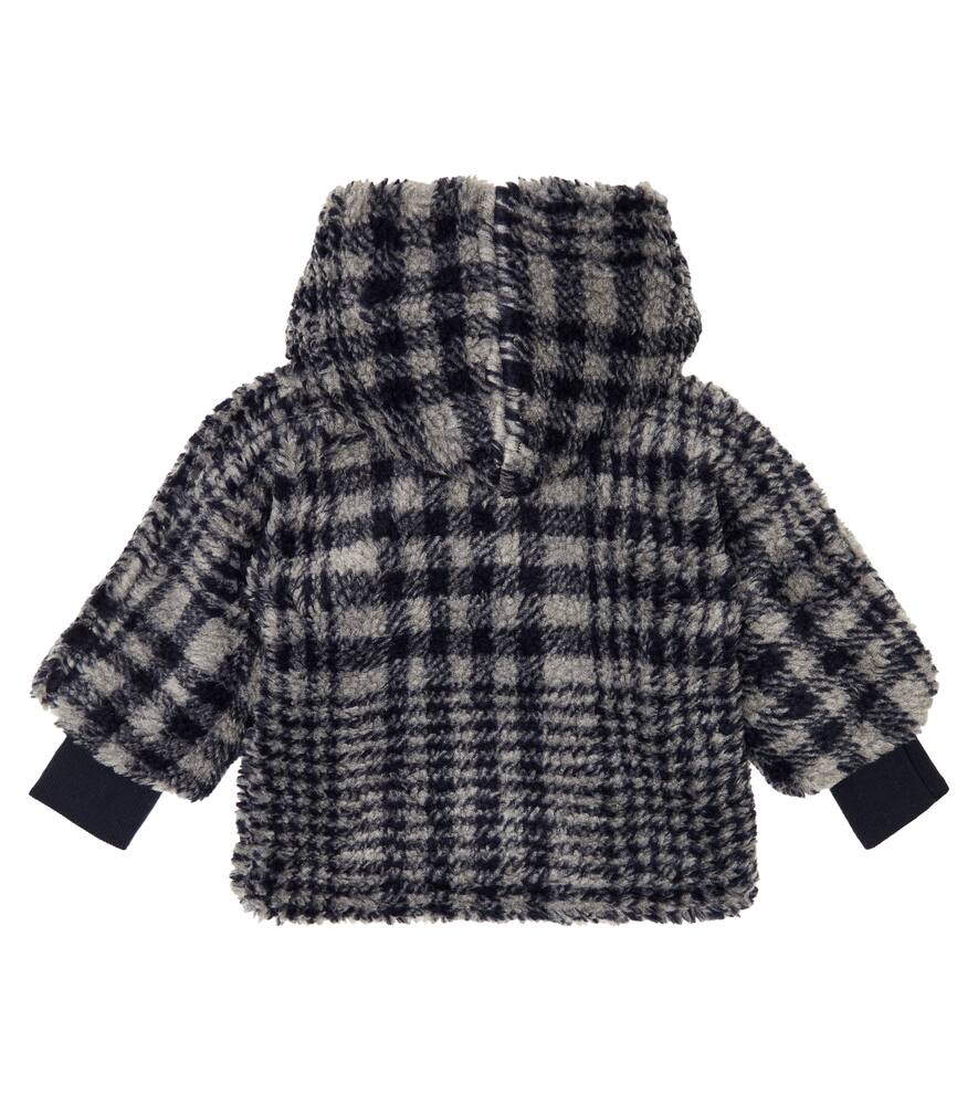 1+ In The Family Baby Ethan Checked Hooded Teddy Jacket In Navy