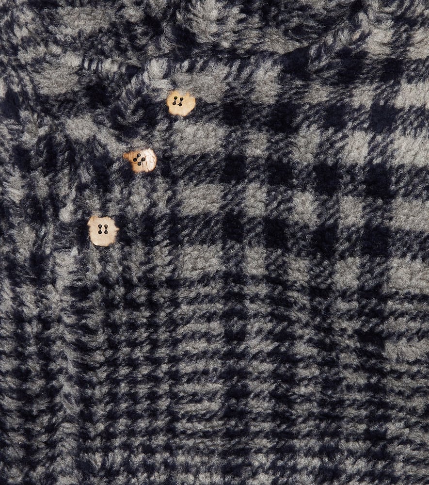 1+ In The Family Baby Ethan Checked Hooded Teddy Jacket In Navy