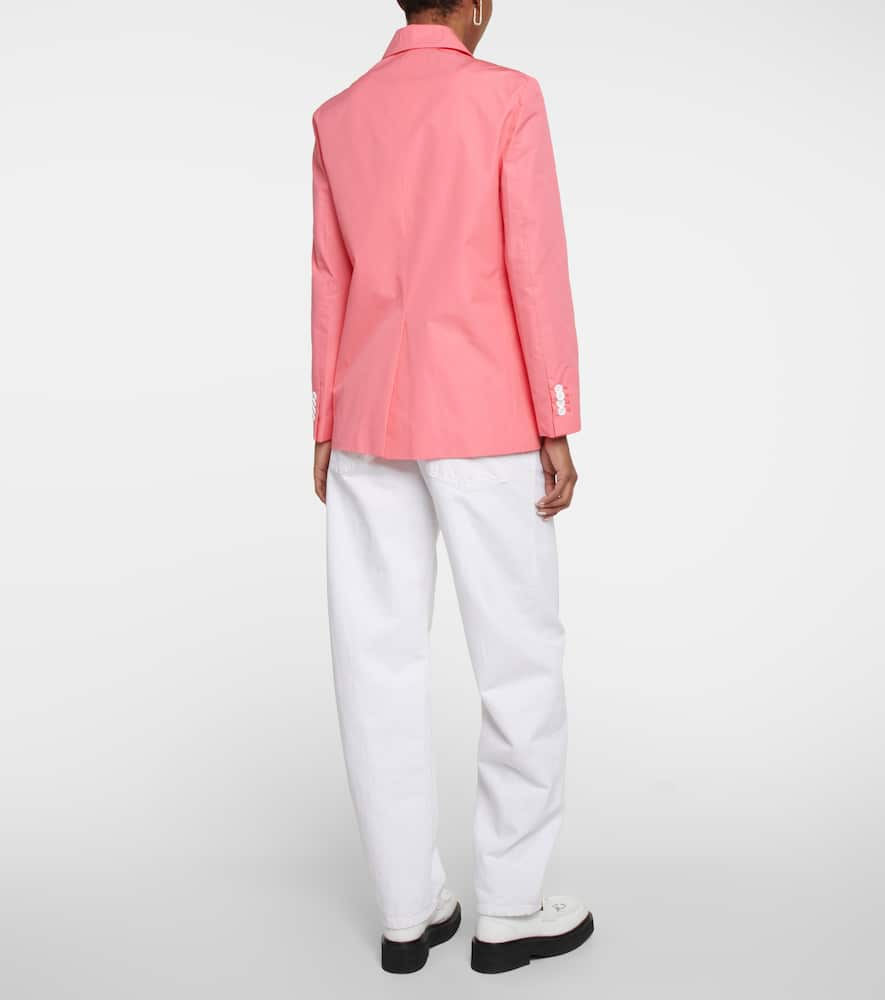 Shop Plan C Single-breasted Cotton Blazer In Pink