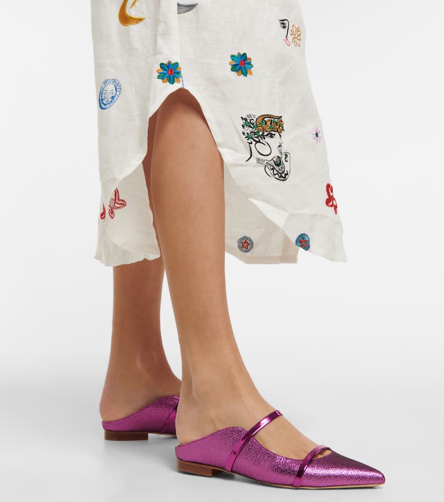 Shop Malone Souliers Maureen Lurex Slippers In Purple