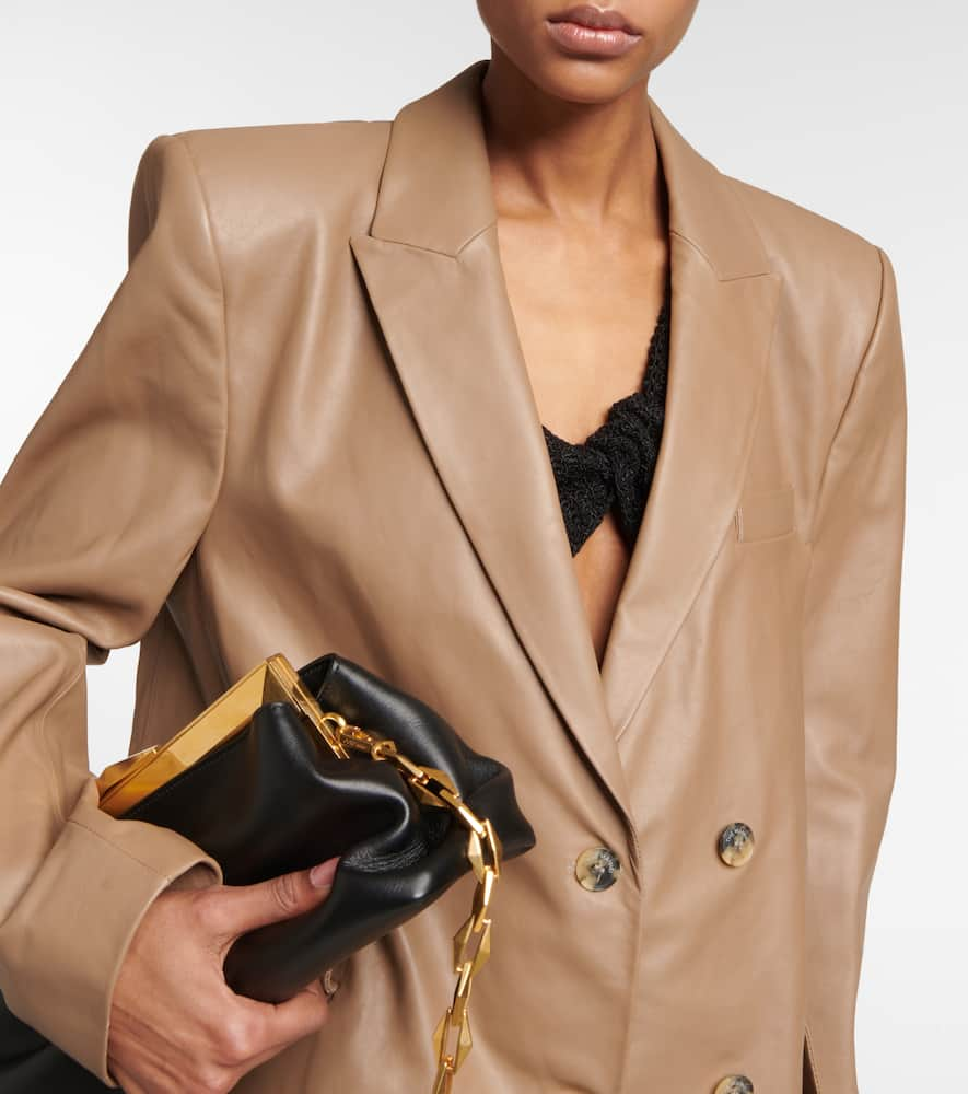 Shop The Mannei Greenock Single-breasted Leather Blazer In Beige