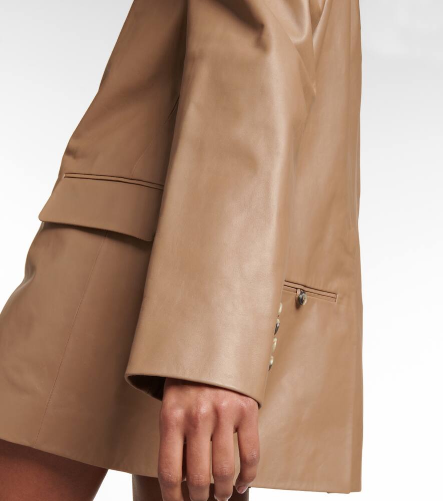 Shop The Mannei Greenock Single-breasted Leather Blazer In Beige