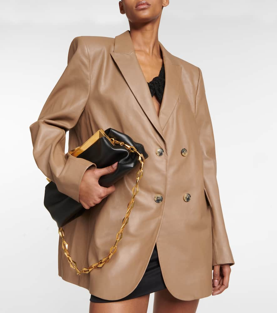 Shop The Mannei Greenock Single-breasted Leather Blazer In Beige