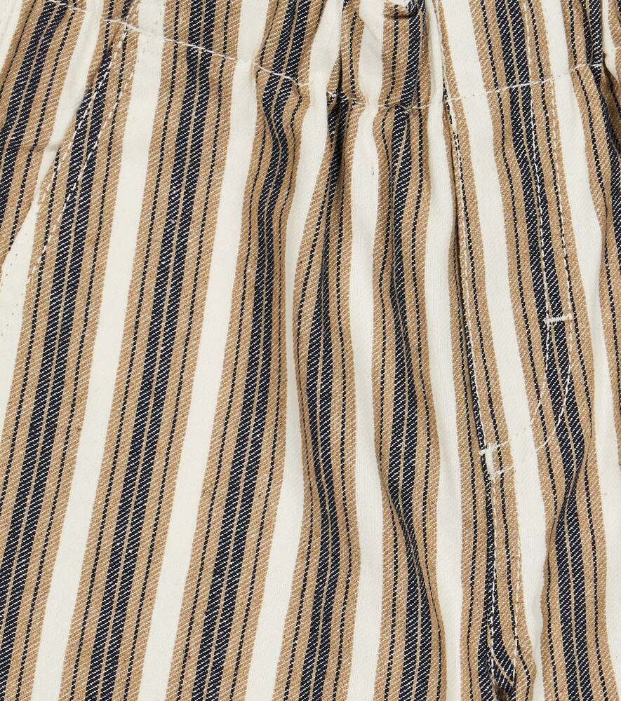 Il Gufo Beige Striped Cotton Bermuda Shorts In Sand