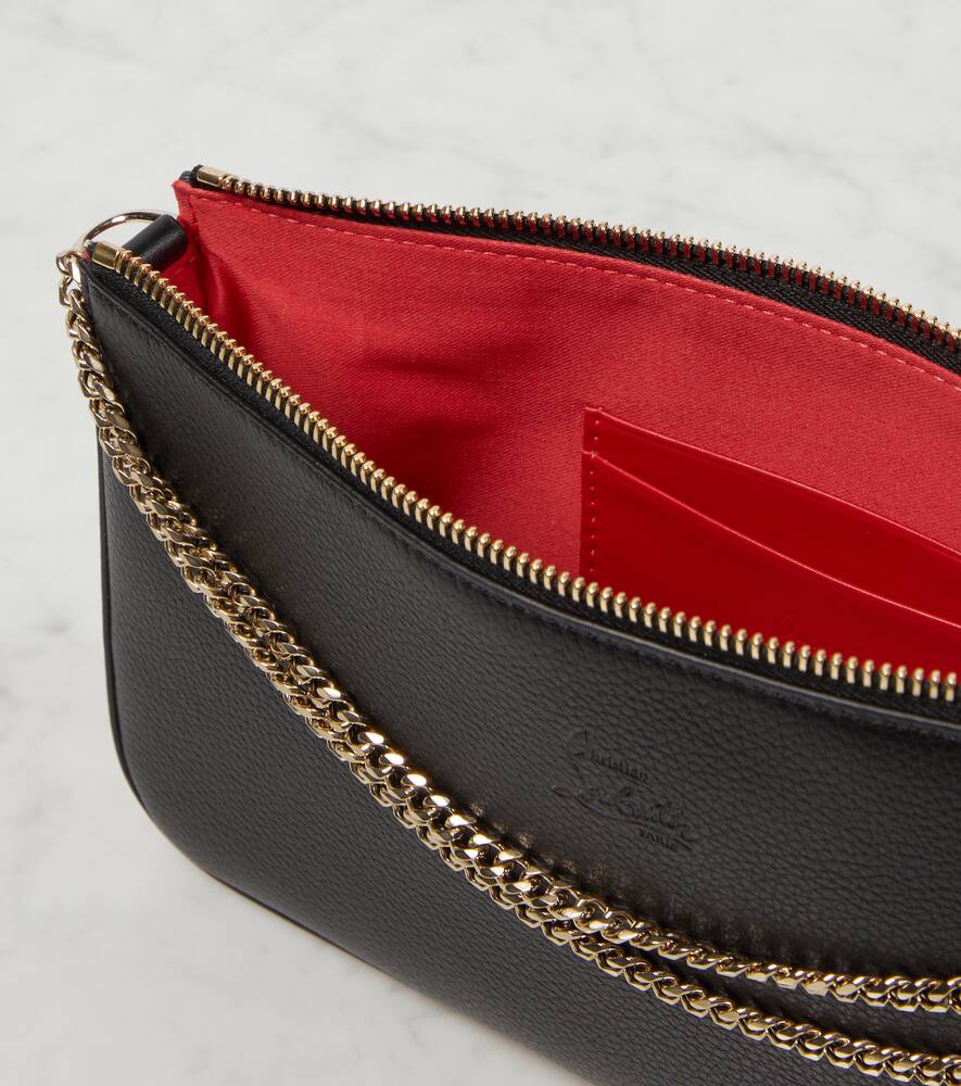 Shop Christian Louboutin Loubila Leather Clutch In Black/loubi/black