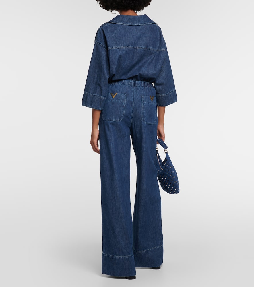 Valentino High-rise Chambray Wide-leg Jeans In Blue