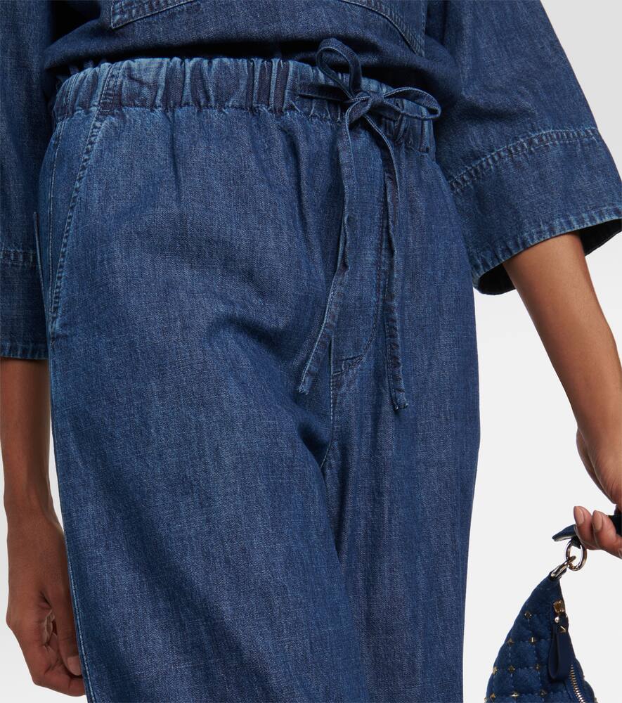 Valentino High-rise Chambray Wide-leg Jeans In Blue