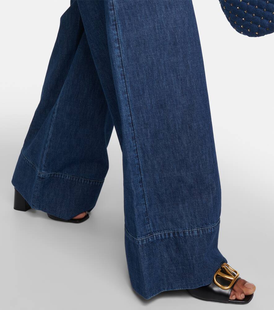 Valentino High-rise Chambray Wide-leg Jeans In Blue