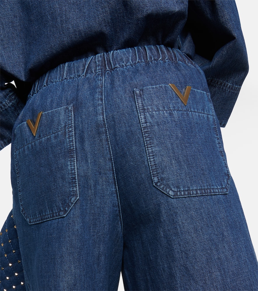 Valentino High-rise Chambray Wide-leg Jeans In Blue