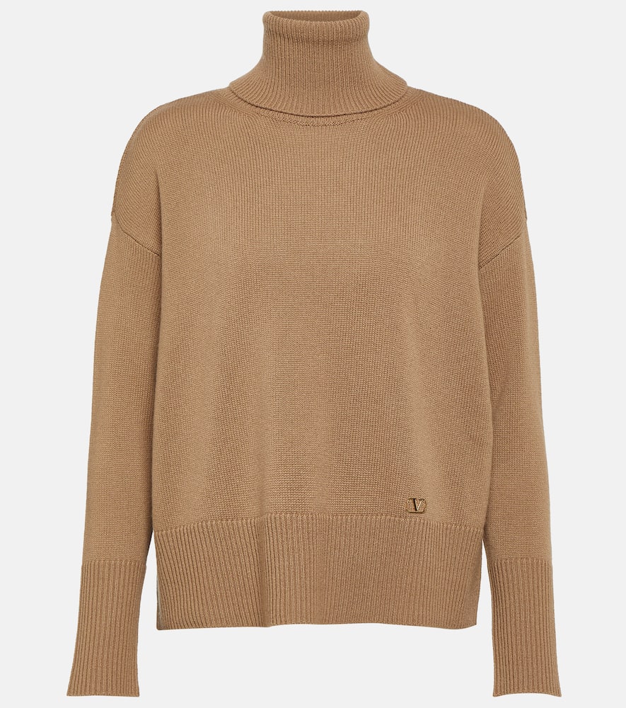 Shop Valentino Cashmere Turtleneck Sweater In Brown