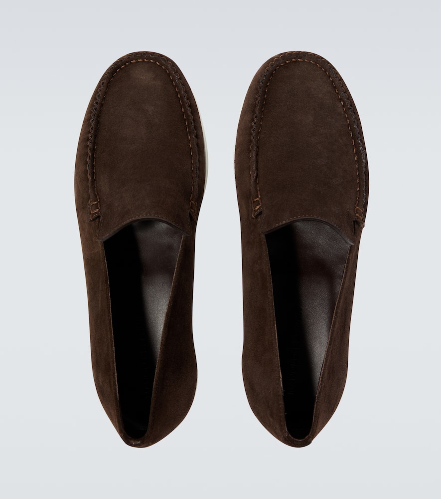 Shop Manolo Blahnik Monaco Suede Loafers In Brown