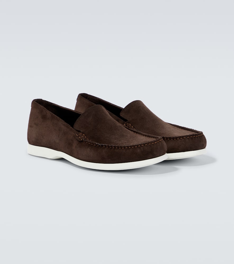 Shop Manolo Blahnik Monaco Suede Loafers In Brown