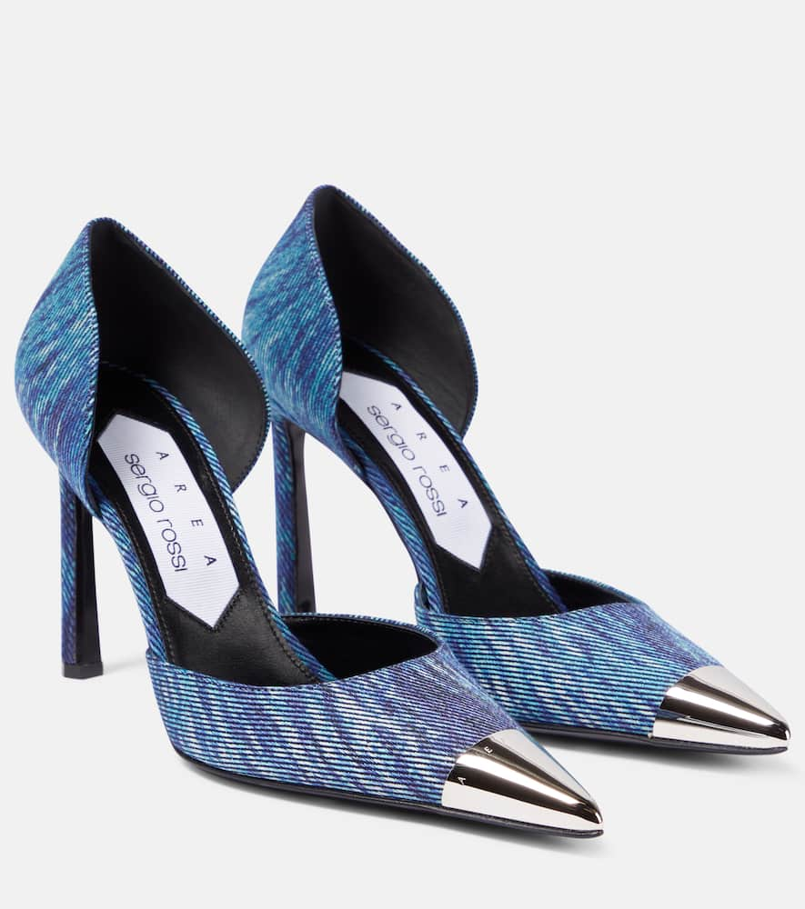 Area X Sergio Rossi Denim Pumps In Blue