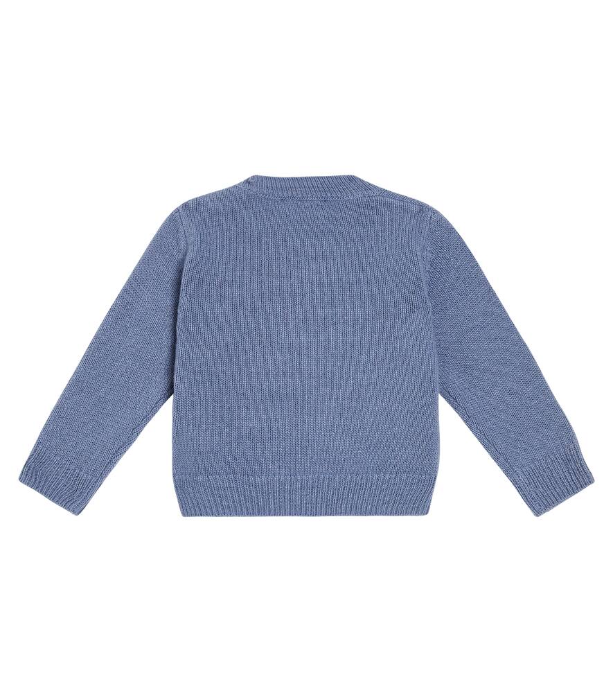Il Gufo Baby Embroidered Virgin Wool Sweater In Blue