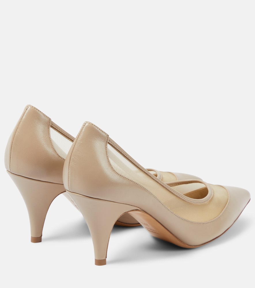 Shop Khaite River Leather And Mesh Pumps In Beige