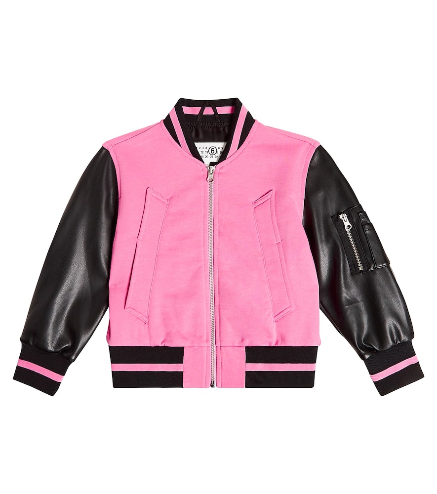 MM6 Maison Margiela Kids Cotton and faux leather bomber jacket
