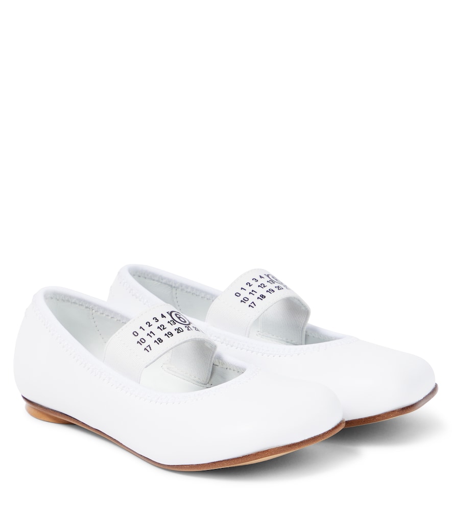MM6 Maison Margiela Kids Logo leather-trimmed ballet flats　MM6 メゾン マルジェラ キッズ ロゴ レザートリム バレエ フラットシューズ MM6